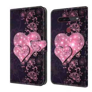 For LG K51S Crystal 3D Shockproof Protective Leather Phone Case(Lace Love)