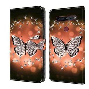 For LG K51S Crystal 3D Shockproof Protective Leather Phone Case(Crystal Butterfly)