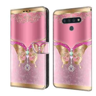 For LG Stylo 6 / K71 Crystal 3D Shockproof Protective Leather Phone Case(Pink Bottom Butterfly)