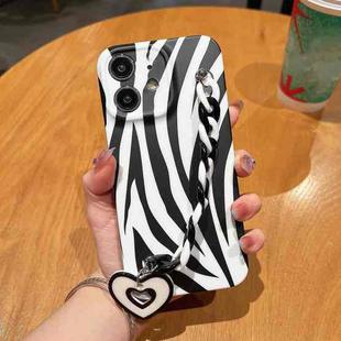 For iPhone 12 Frosted Bracelet TPU Phone Case(Zebra Texture)