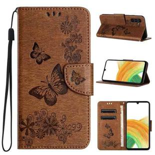 For Samsung Galaxy S24+ 5G Butterfly Embossed Flip Leather Phone Case(Brown)