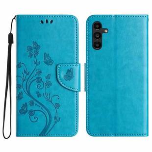 For Samsung Galaxy A05s Butterfly Flower Pattern Flip Leather Phone Case(Blue)