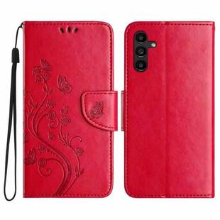 For Samsung Galaxy A05s Butterfly Flower Pattern Flip Leather Phone Case(Red)