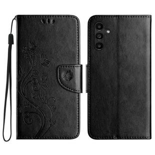 For Samsung Galaxy A05s Butterfly Flower Pattern Flip Leather Phone Case(Black)