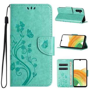 For Samsung Galaxy A15 Butterfly Flower Pattern Flip Leather Phone Case(Green)