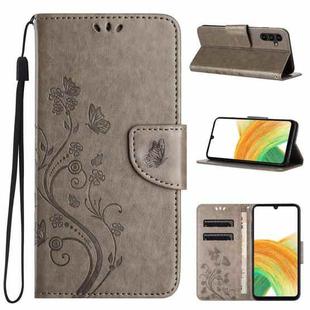 For Samsung Galaxy S24+ 5G Butterfly Flower Pattern Flip Leather Phone Case(Grey)