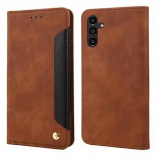 For Samsung Galaxy A24 / A25 5G Skin Feel Splicing Leather Phone Case(Brown)
