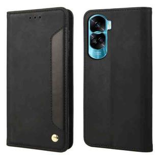 For Honor 90 Lite Skin Feel Splicing Leather Phone Case(Black)