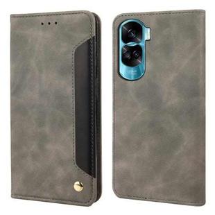 For Honor 90 Lite Skin Feel Splicing Leather Phone Case(Grey)