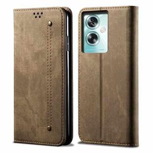For OPPO A79 5G Denim Texture Casual Style Horizontal Flip Leather Case(Khaki)