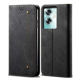 For OPPO A79 5G Denim Texture Casual Style Horizontal Flip Leather Case(Black)