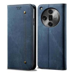 For OPPO Find X7 Denim Texture Casual Style Horizontal Flip Leather Case(Blue)