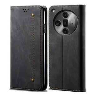 For OPPO Find X7 Denim Texture Casual Style Horizontal Flip Leather Case(Black)