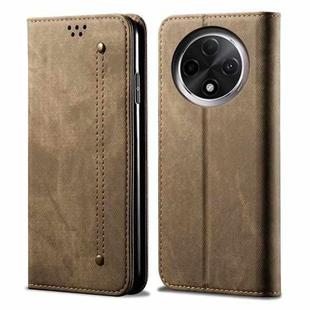 For OPPO A3 Pro 5G Denim Texture Casual Style Horizontal Flip Leather Case(Khaki)