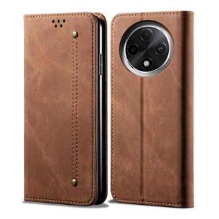 For OPPO A3 Pro 5G Denim Texture Casual Style Horizontal Flip Leather Case(Brown)