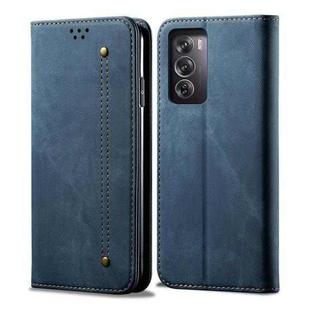 For OPPO Reno12 Pro 5G Global Denim Texture Casual Style Horizontal Flip Leather Case(Blue)