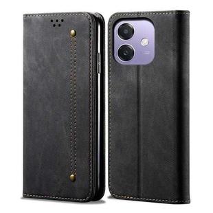 For OPPO A3X 5G India Denim Texture Casual Style Horizontal Flip Leather Case(Black)