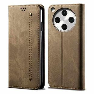 For OPPO Find X8 Denim Texture Casual Style Horizontal Flip Leather Case(Khaki)