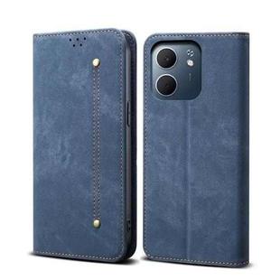 For OPPO A5x 4G / 5G Denim Texture Casual Style Horizontal Flip Leather Case(Blue)