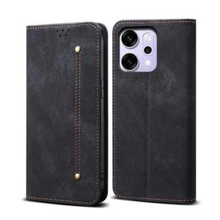 For OPPO Reno14 5G Global Denim Texture Casual Style Horizontal Flip Leather Case(Black)