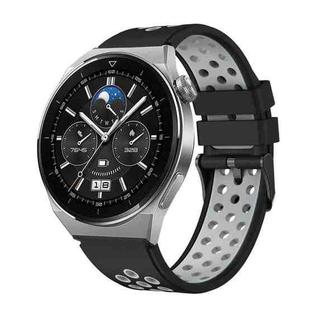 For Huawei Watch GT3 Pro 46mm Two Color Round Hole Silicone Watch Band(Black Grey)