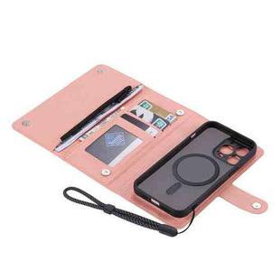 For iPhone 14 Pro Max ViLi GHB Series MagSafe Magnetic Zipper Leather Phone Case(Pink)