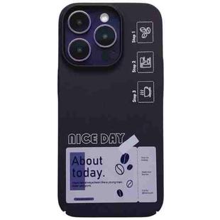 For iPhone 14 Pro Painted Pattern Skin-friendly PC Phone Case(Purple+Label)