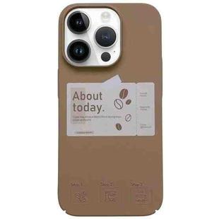 For iPhone 14 Pro Max Painted Pattern Skin-friendly PC Phone Case(Coffee-Beige Label)