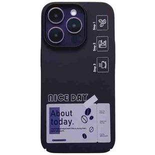 For iPhone 14 Pro Max Painted Pattern Skin-friendly PC Phone Case(Purple+Label)