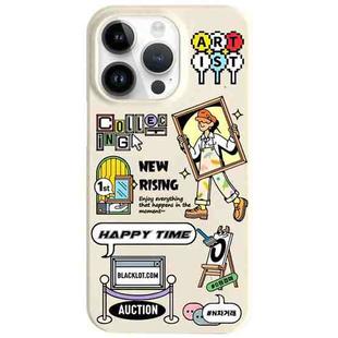 For iPhone 14 Pro Max Painted Pattern Skin-friendly PC Phone Case(Happy Time)