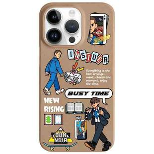 For iPhone 13 Pro Max Painted Pattern Skin-friendly PC Phone Case(Busy Time)