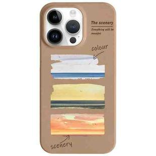 For iPhone 13 Pro Max Painted Pattern Skin-friendly PC Phone Case(Coffee+Sunset)