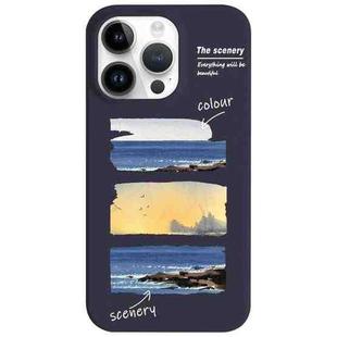 For iPhone 13 Pro Max Painted Pattern Skin-friendly PC Phone Case(Purple+Sunset)