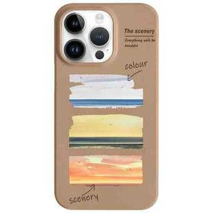 For iPhone 13 Pro Painted Pattern Skin-friendly PC Phone Case(Coffee+Sunset)