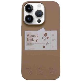 For iPhone 12 Pro Max Painted Pattern Skin-friendly PC Phone Case(Coffee-Beige Label)