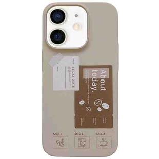 For iPhone 11 Painted Pattern Skin-friendly PC Phone Case(Beige-Coffee Label)