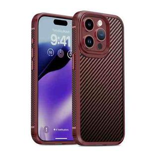 For iPhone 15 Pro Max iPAKY MG Series Carbon Fiber PC + TPU Protective Phone Case(Dark Red)