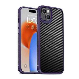 For iPhone 15 iPAKY MG Series Carbon Fiber PC + TPU Protective Phone Case(Purple)