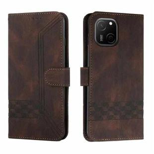 For Huawei Maimag A20 Cubic Skin Feel Flip Leather Phone Case(Brown)