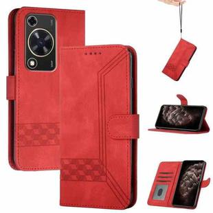 For Huawei Enjoy 70 Cubic Skin Feel Flip Leather Phone Case(Red)