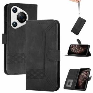 For Huawei Pura 70 Pro / Pura 70 Pro+ Cubic Skin Feel Flip Leather Phone Case(Black)