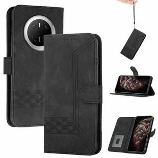 For Huawei Mate 70 Cubic Skin Feel Flip Leather Phone Case(Black)