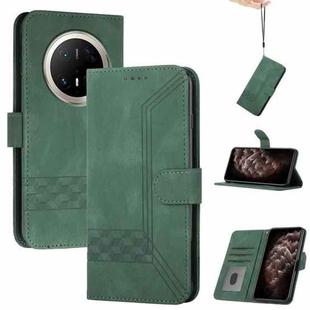 For Huawei Mate 70 Pro / Mate 70 Pro+ Cubic Skin Feel Flip Leather Phone Case(Green)