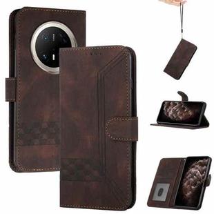 For Huawei Mate 70 Pro / Mate 70 Pro+ Cubic Skin Feel Flip Leather Phone Case(Brown)