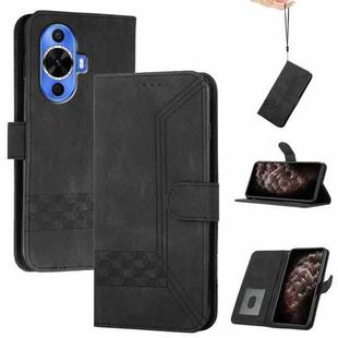 For Huawei nova 12s Cubic Skin Feel Flip Leather Phone Case(Black)