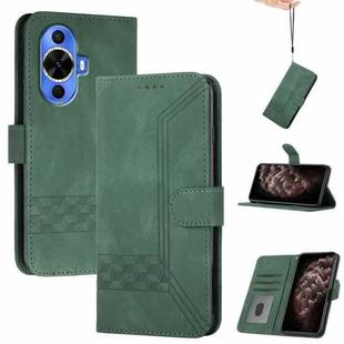 For Huawei nova 12s Cubic Skin Feel Flip Leather Phone Case(Green)