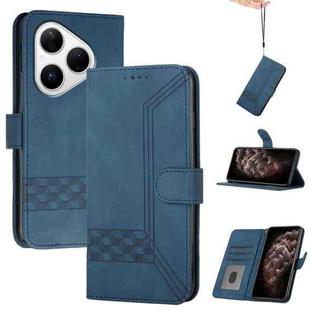For Huawei Pura 80 5G Cubic Skin Feel Flip Leather Phone Case(Blue)