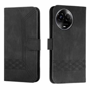 For Realme 11 Cubic Skin Feel Flip Leather Phone Case(Black)