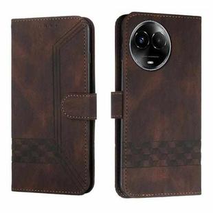 For Realme 11 Cubic Skin Feel Flip Leather Phone Case(Brown)
