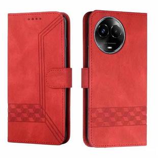 For Realme 11 Cubic Skin Feel Flip Leather Phone Case(Red)
